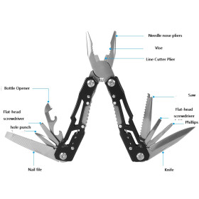 MAJ18 Pocket Combination Pliers Serrated Jaw Surface Customizable Multi-Hand Tool OEM Support UD408851
